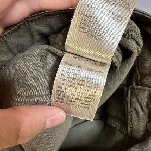 Articles Of Society Jeans Size 28 SARAH SKINNY BLACKMORE Olive Green Denim - Picture 8 of 11